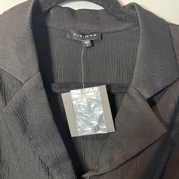 Pleione Women's Black Button-Down Shirt w/ Smocked Waist - Large - NWT - Picture 4 of 6
